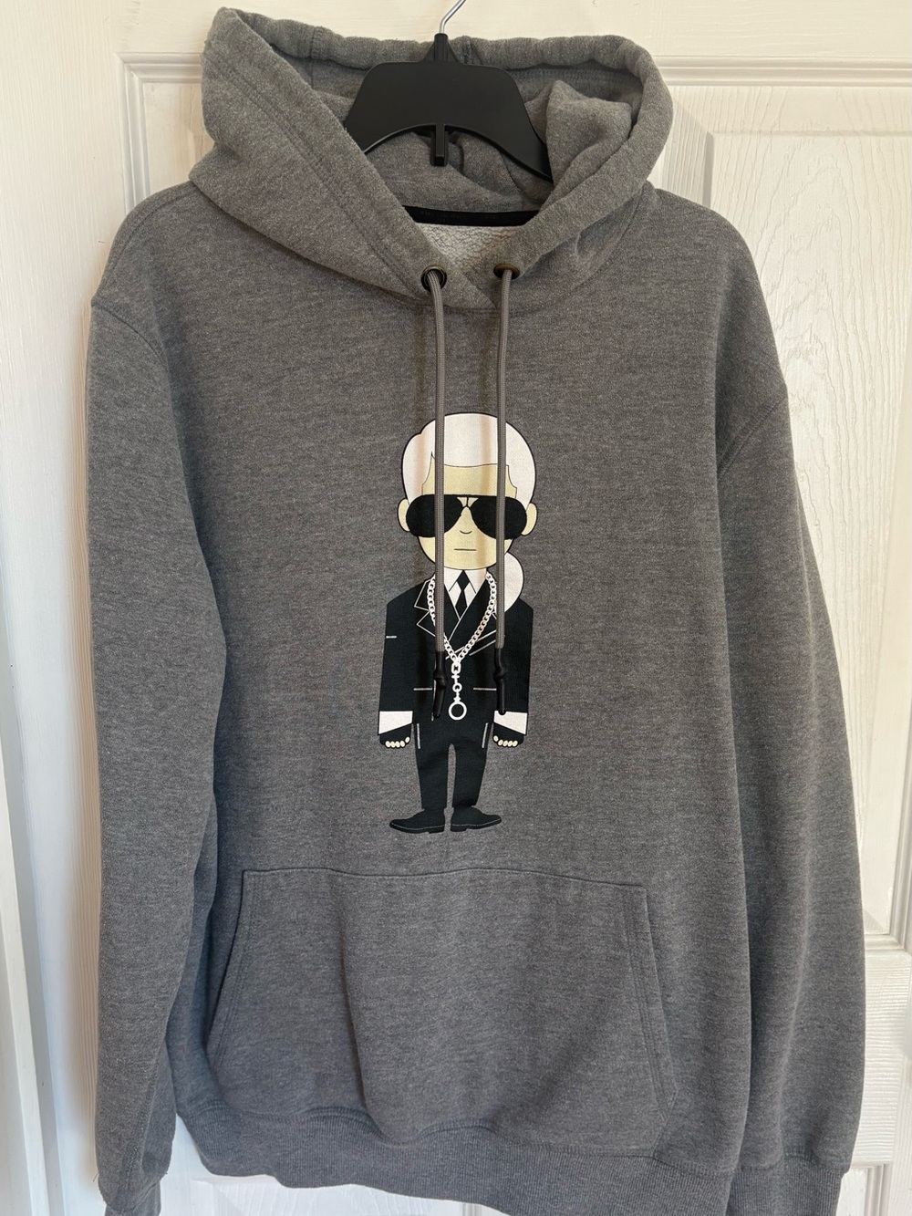 Karl Lagerfeld Gray Graphic Pullover Hoodie with Character Print